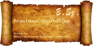 Breslauer Szultána névjegykártya